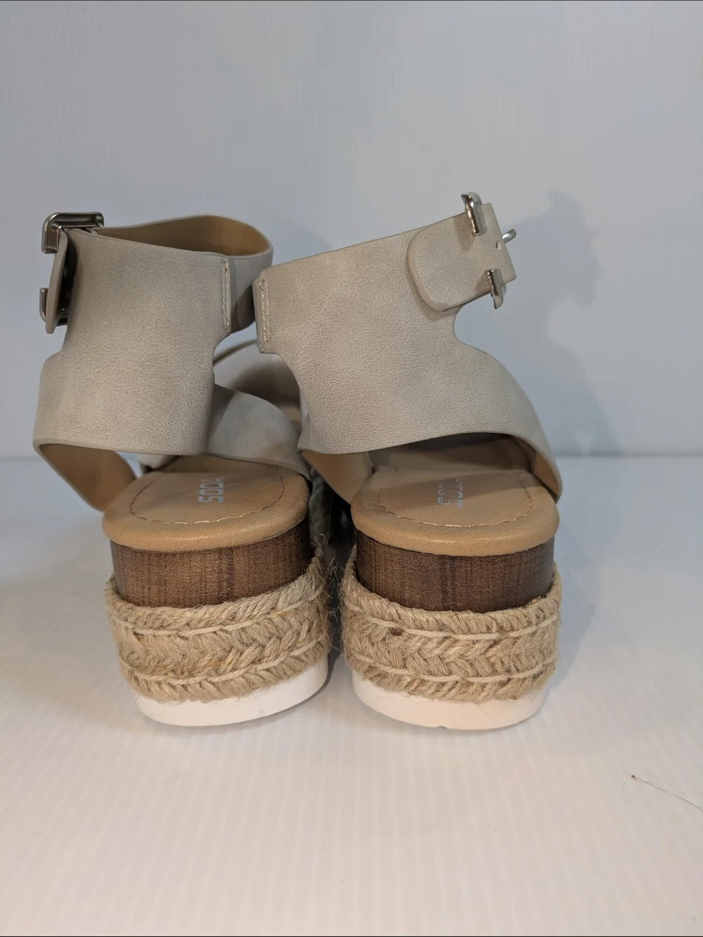 SODA Taupe Espadrille Platform Sandals Ankle Strap Women’s 7 NWOB